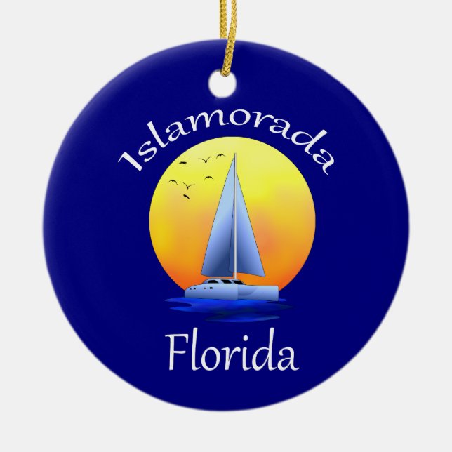 Islamorada Florida Keys Sailing Ceramic Tree Decoration (Front)
