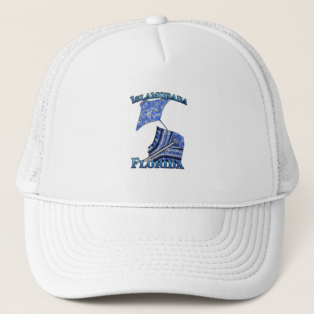 Islamorada Florida Keys Vacation Tribal Stingray Trucker Hat (Front)