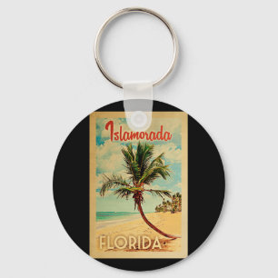 Islamorada Florida Palm Tree Beach Vintage Travel Key Ring