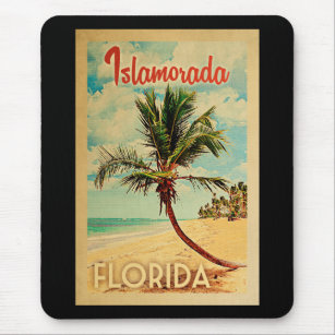 Islamorada Florida Palm Tree Beach Vintage Travel Mouse Mat