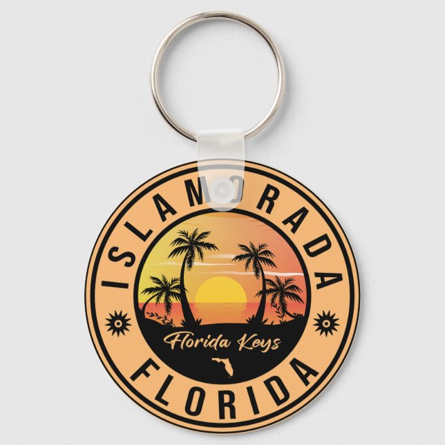 Islamorada Florida Retro Sunset Beach Souvenirs Key Ring (Front)