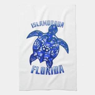 Islamorada Florida Vacation Tribal Turtle Tea Towel