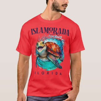 Islamorada Florida Watercolor Happy Sea Turtle T-Shirt