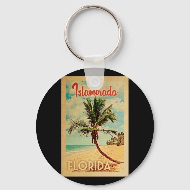 Islamorada Keychain Florida Palm Tree Vintage (Front)