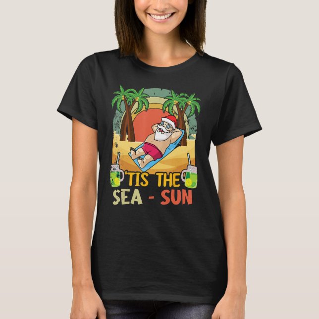 Island Beach Christmas Santa Sun Sea Summer 2023 T-Shirt (Front)
