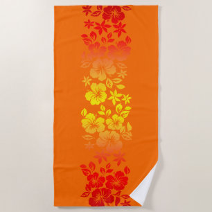 Island Blend Hawaiian Hibiscus Floral - Orange Beach Towel