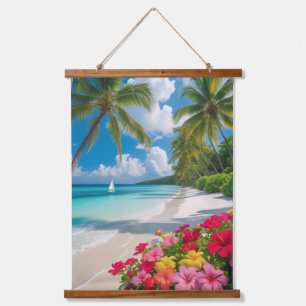 "Island Bliss: Floral Beach Dream Tapestry