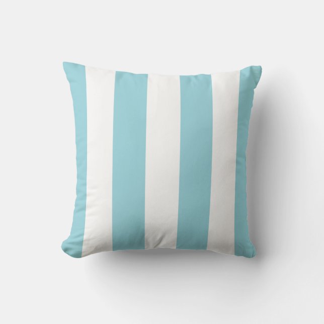 Island Blue and White Striped Throw Pillow (Front)