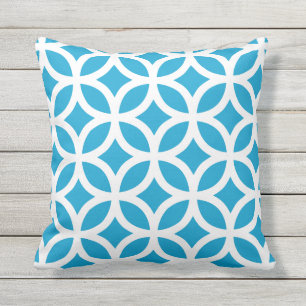 Island Blue Geometric Pattern Outdoor Pillows