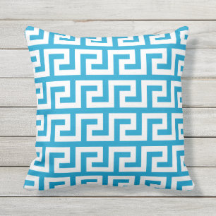 Island Blue Outdoor Pillows Greek Pattern