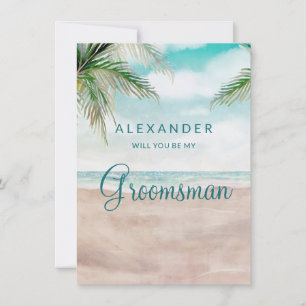 Island Breeze Beach Be My Groomsman Proposal Card