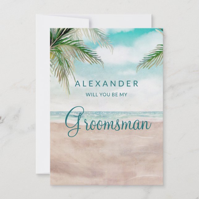 Island Breeze Beach Be My Groomsman Proposal Card (Front)