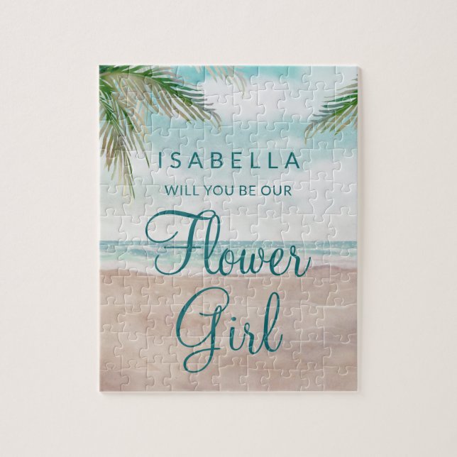Island Breeze Beach Be Our Flower Girl Proposal Jigsaw Puzzle (Vertical)