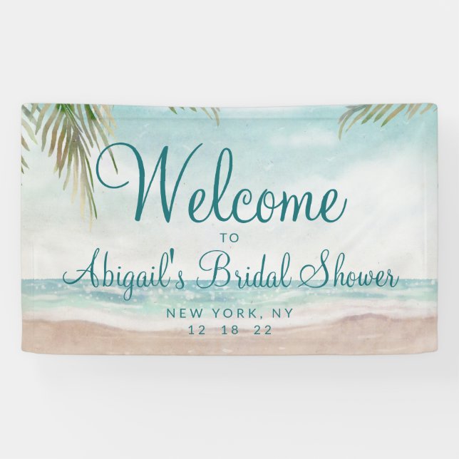 Island Breeze Painted Beach Bridal Shower Welcome Banner (Horizontal)
