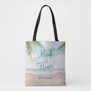 Island Breeze Painted Beach Scene Maid of Honour Tote Bag
