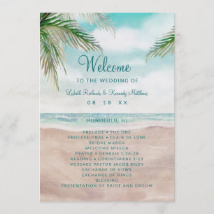 Island Breeze Painted Beach Scene Wedding Ceremony Programme