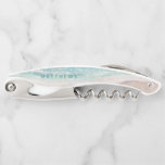 Island Breeze Painted Beach Scene Wedding Monogram Corkscrew<br><div class="desc">Island Breeze Painted Beach Scene, with Ocean Waves, Sandy Beach, and Palm Trees, with a beautiful teal blue sky. With Modern Typography Script Fonts. A Summer Tropical Beach, Or destination wedding design - Personalised Wedding Monogram Newlywed Keepsake Corkscrew! ~ Check my shop to see the entire wedding suite for this...</div>