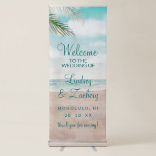 Island Breeze Painted Beach Scene Wedding Welcome Retractable Banner
