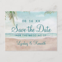 Island Breeze Sandy Beach Scene Save the Date