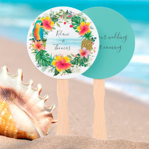 Island Breeze   Tropical Beach Watercolor Wedding Hand Fan
