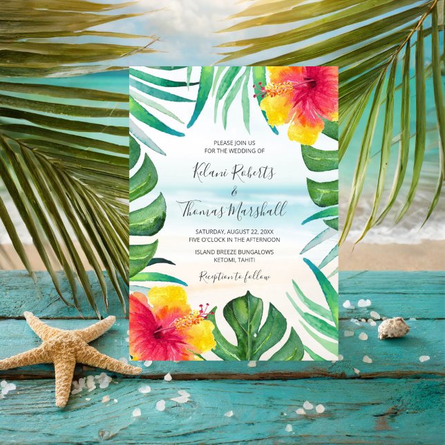 Island Breeze | Tropical Beach Watercolor Wedding Invitation (Creator Uploaded)