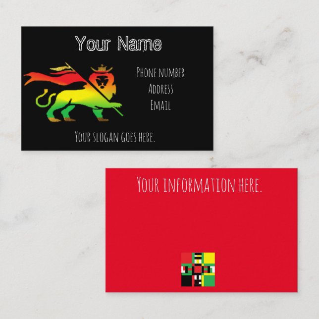 Island business card, Rasta Lion Business Card (Front/Back)