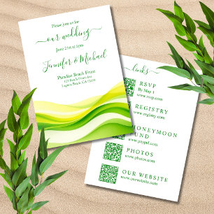 Island Citrus Green and Yellow Wedding-All In One Invitation