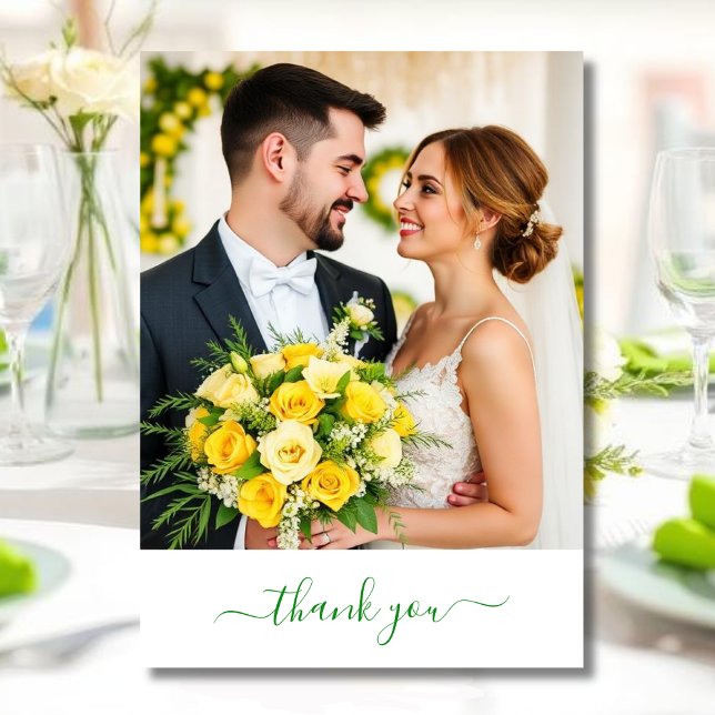 Island Citrus Green & Yellow Wedding Thank you Card (Island Citrus Green & Yellow Wedding Thank you )