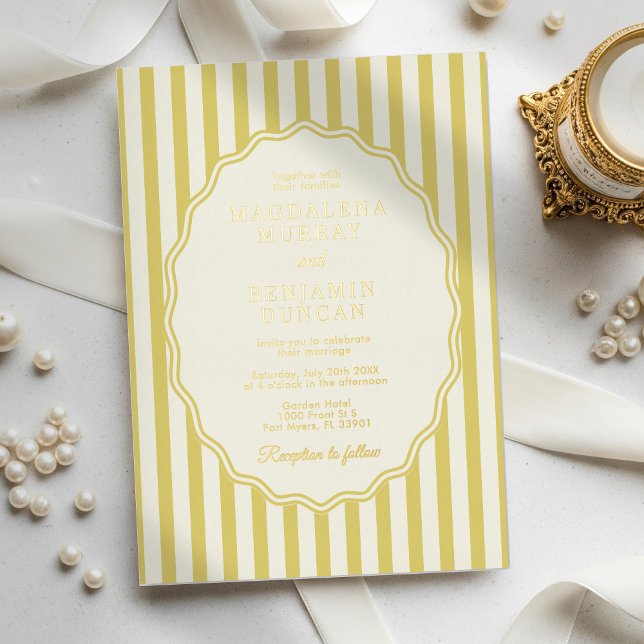 Island Citrus Yellow Elegant Modern Stripe Wedding (Creator Uploaded)