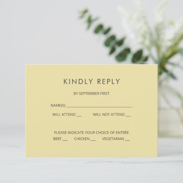 Island Citrus Yellow Wedding RSVP Card (Standing Front)