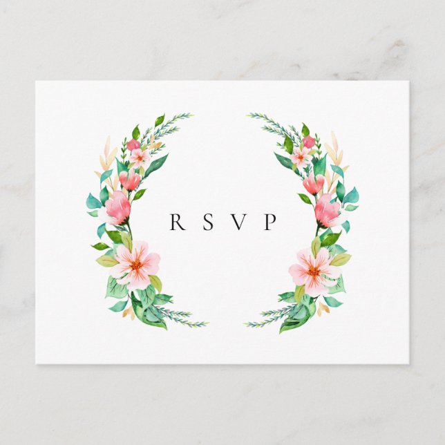 Island Coral Floral Wedding RSVP Song Request Invitation Postcard (Front)