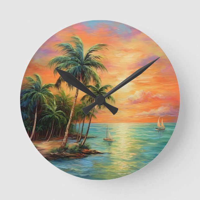 Island Dreams - The Caribbean Friends Collection Round Clock (Front)