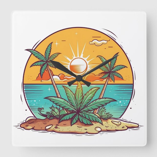 Island Dreams - The Caribbean Friends Collection Square Wall Clock (Front)