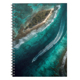 Island Escape Turquoise Ocean Aerial Photo Notebook