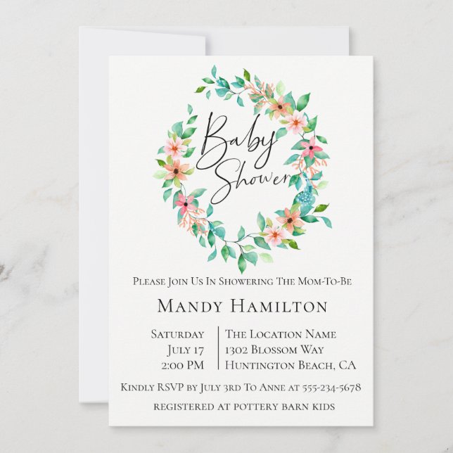 Island Floral Botanical Baby Shower Invitation (Front)