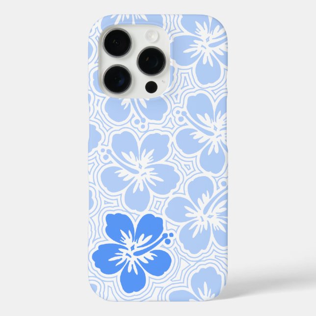 Island Floral Hawaiian Hibiscus Pinstripe Sky Blue Case-Mate iPhone Case (Back)