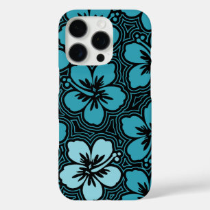 Island Floral Hawaiian Hibiscus Pinstriped Teal iPhone 16 Pro Case