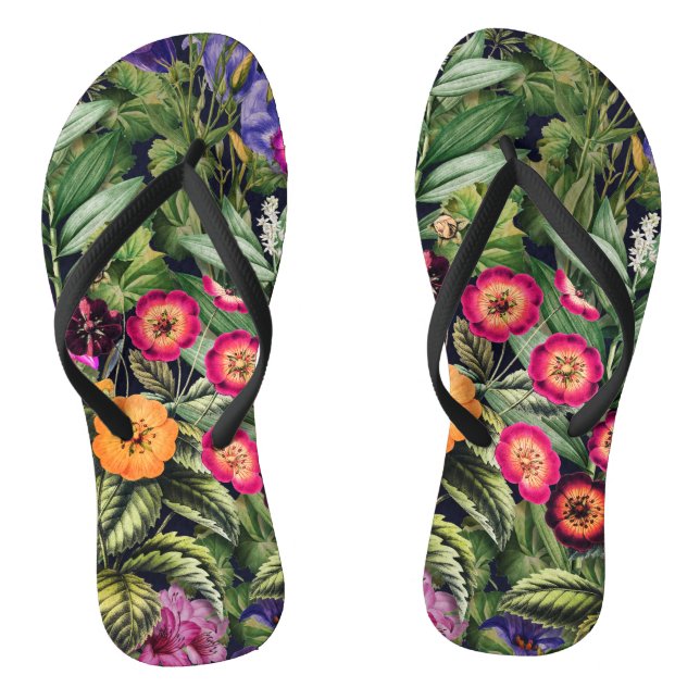 Island Floral Pink Meadow Flip Flops (Footbed)