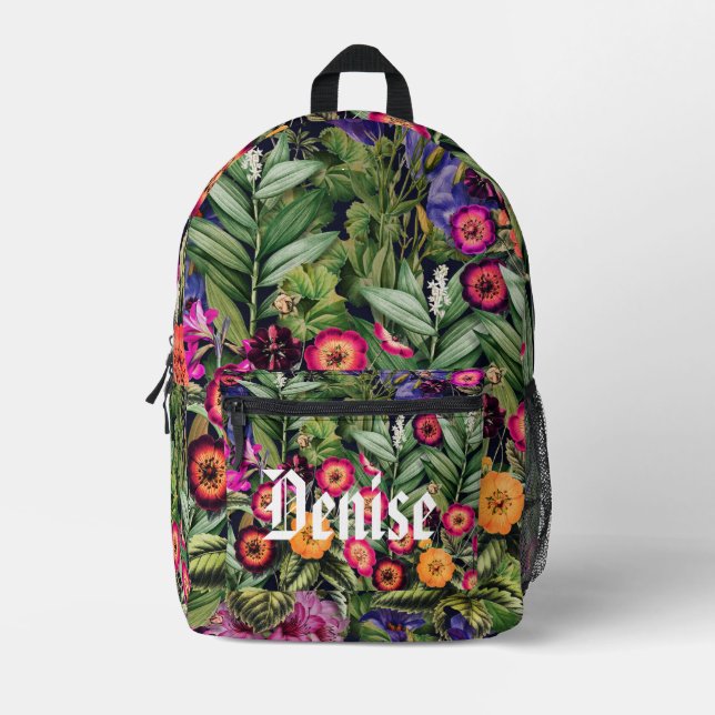 Island Floral Pink Meadow Printed Backpack (Front)