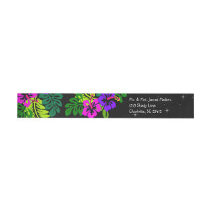 Island Floral Print Return Address Wraparound Address Label