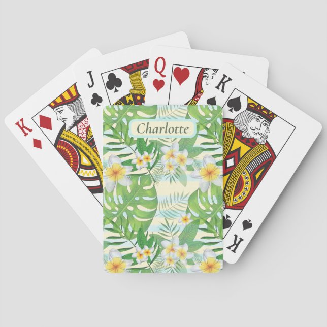 Island Flowers and Monstera Leaves Personalised  Playing Cards (Back)