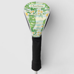 Island Flowers and Monstera Leaves Personalized  Golf Head Cover