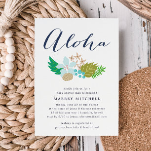 Island Flowers Luau Baby Shower Invitation