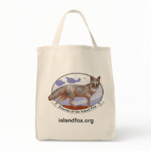 Island Fox Cotton Tote Grocery Bag with Photo Logo