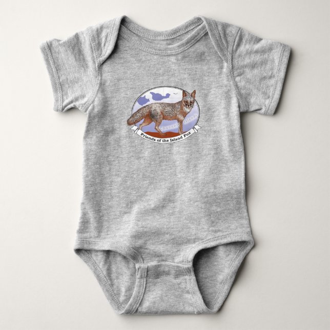 Island Fox Logo Grey Baby Bodysuit One-Piece  (Front)