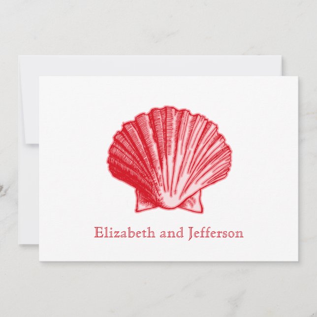 Island Ginger Red Sea Shell Wedding Invitation (Front)
