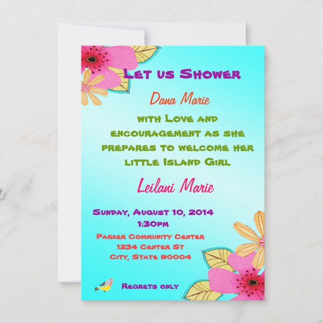 Island girl shower invite (Front)