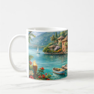 Island Haven Serene Tropical Village Coffee Mug