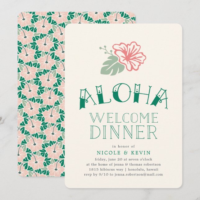 Island Hibiscus | Aloha Welcome Dinner Invitation (Front/Back)