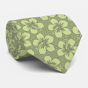 Island Hibiscus Floral Hawaiian Two-sided Printed Tie